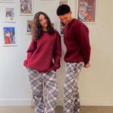 Grey/Burgundy Plaid Flannel Set