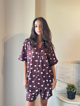 White hearts Satin Pyjama Short Set