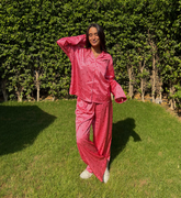 Checkered Hearts Satin Pyjama pants Set