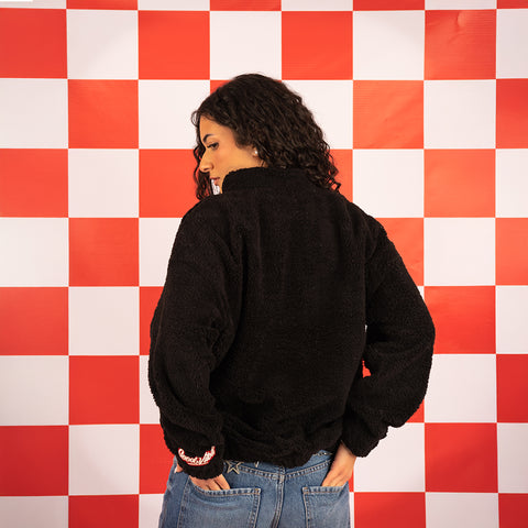 Black Faux Fur Bomber Jacket