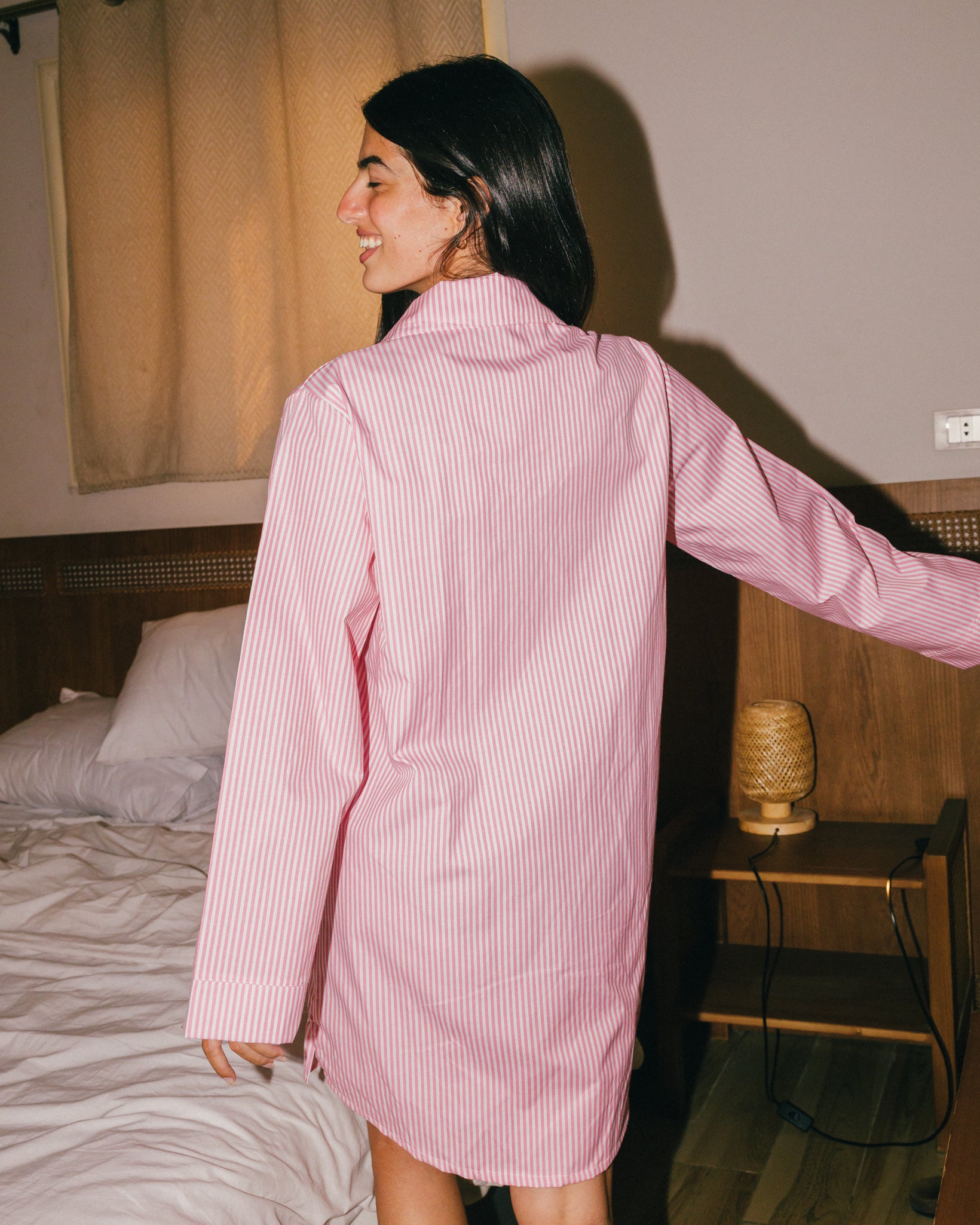 Striped Shirt Dress Pink