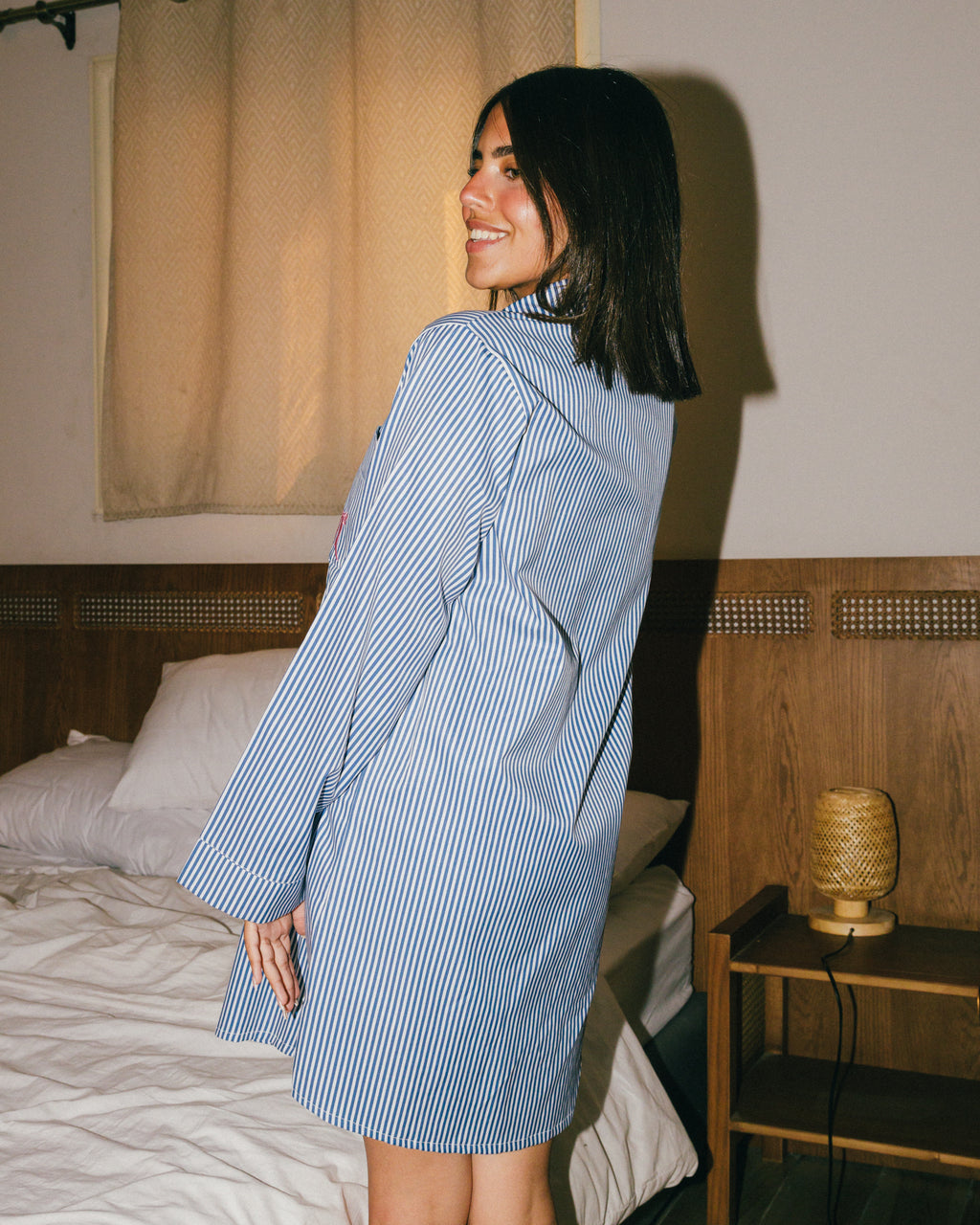 Striped Shirt Dress Blue