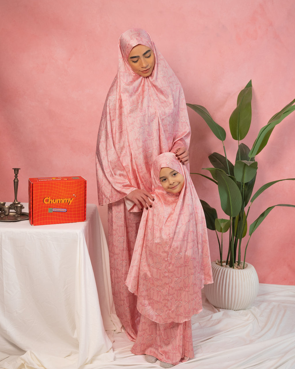 Kids Pink Bows Satin Isdal Set