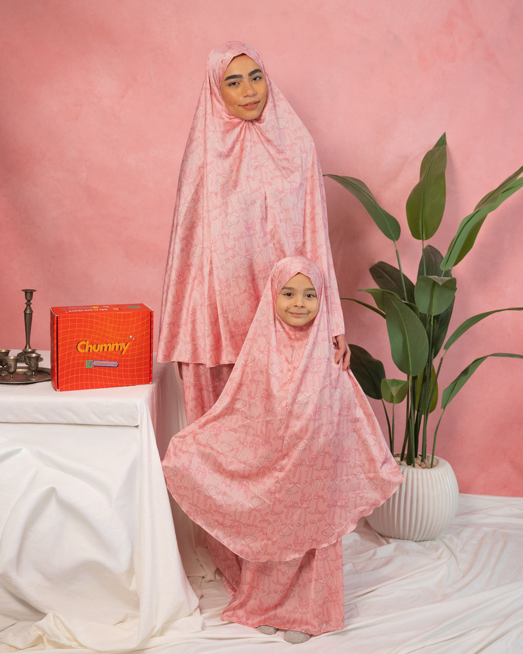 Kids Pink Bows Satin Isdal Set