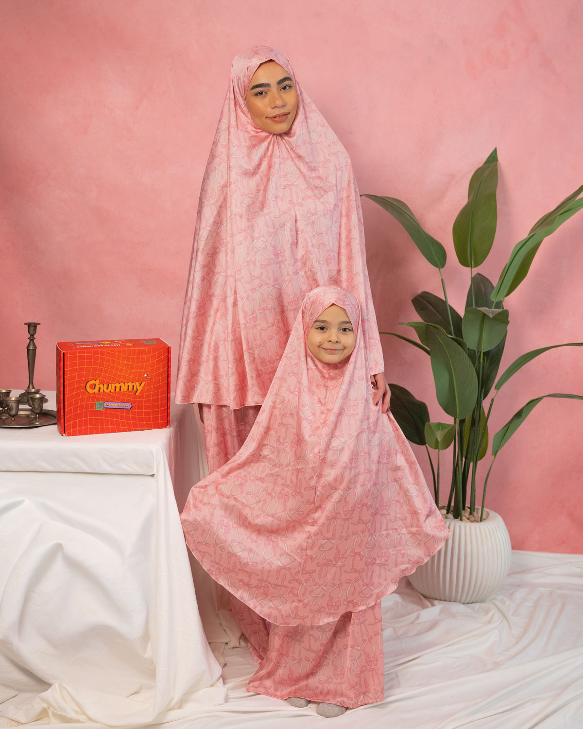 Kids Pink Bows Satin Isdal Set
