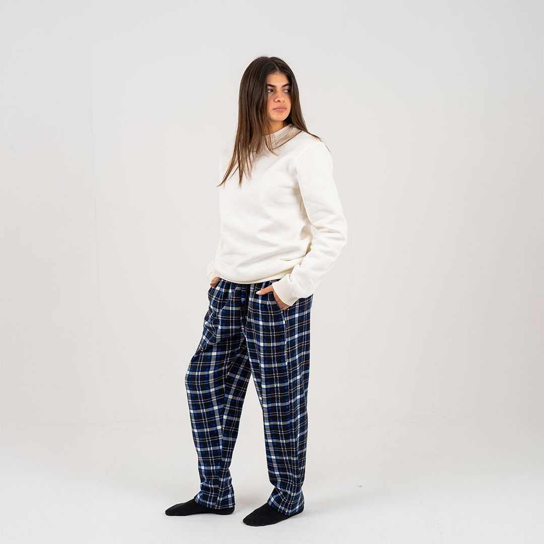 Blue Plaid Winter Pyjama set Main image