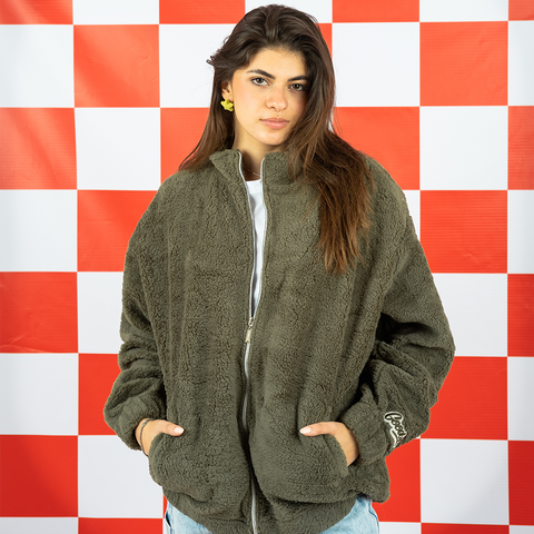 Olive Faux Fur Bomber Jacket