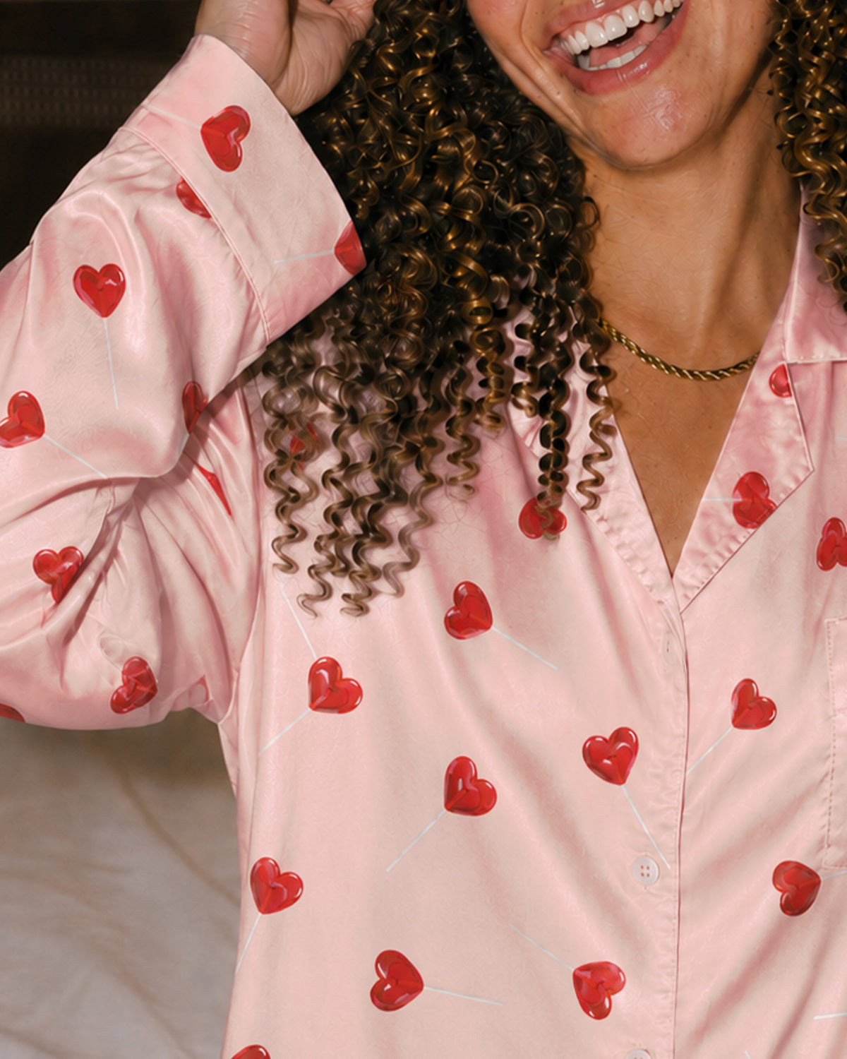 Heart pop Satin Shirt Dress