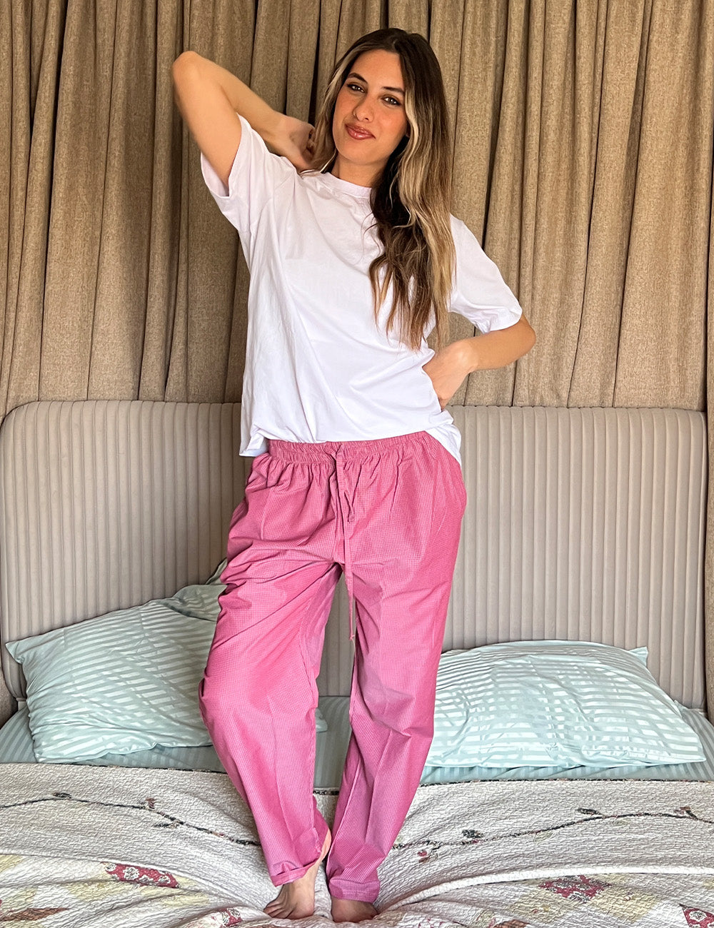 Checkered Pants Pyjama set- Maroon Main image