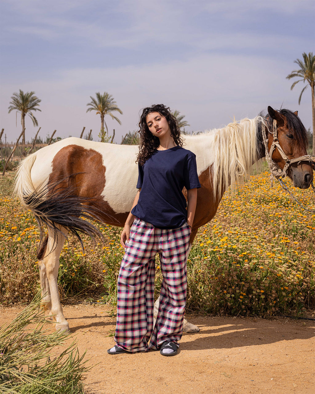 Plaid Pyjama Pants set - Rose