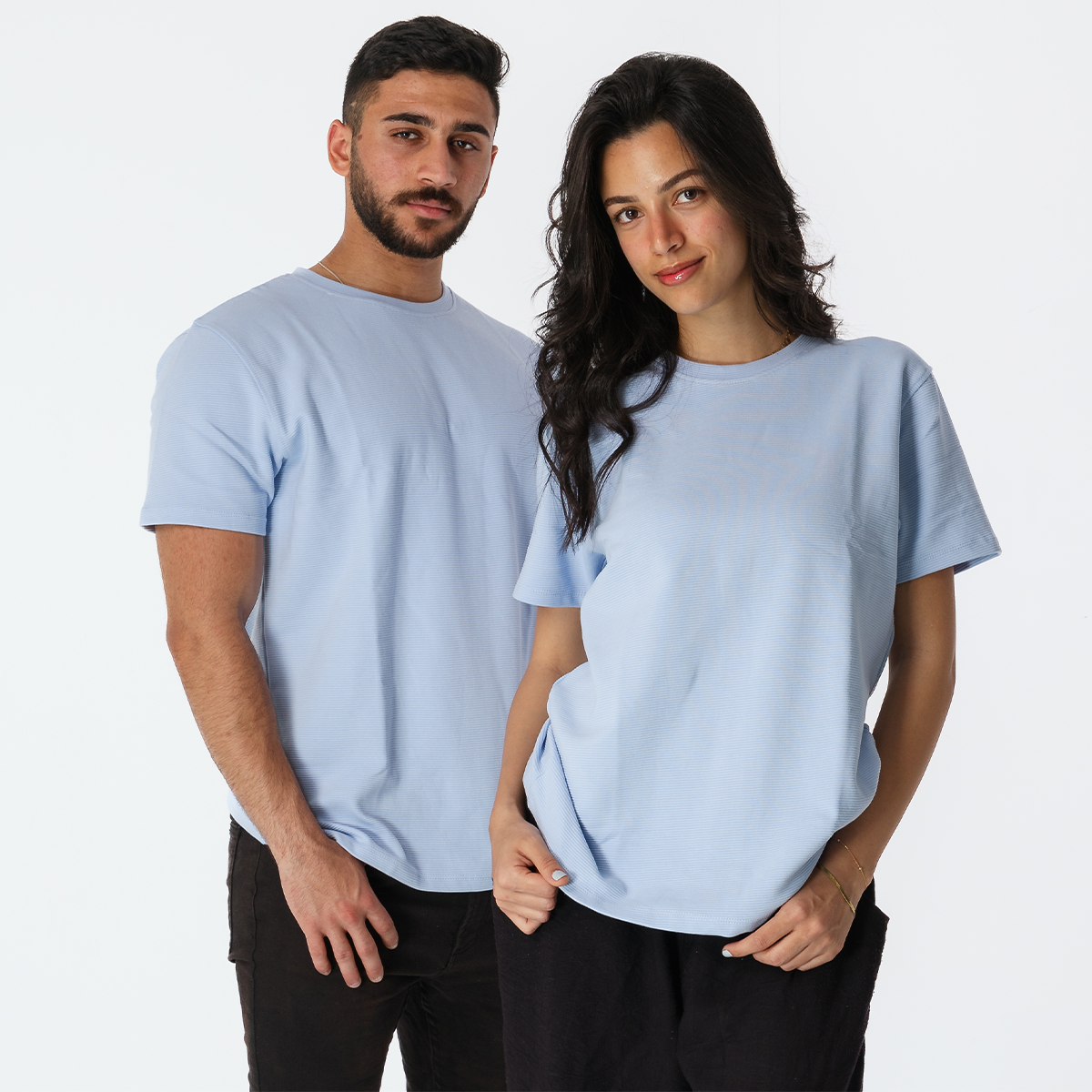 LIGHT BLUE RIBBED TEE Main image