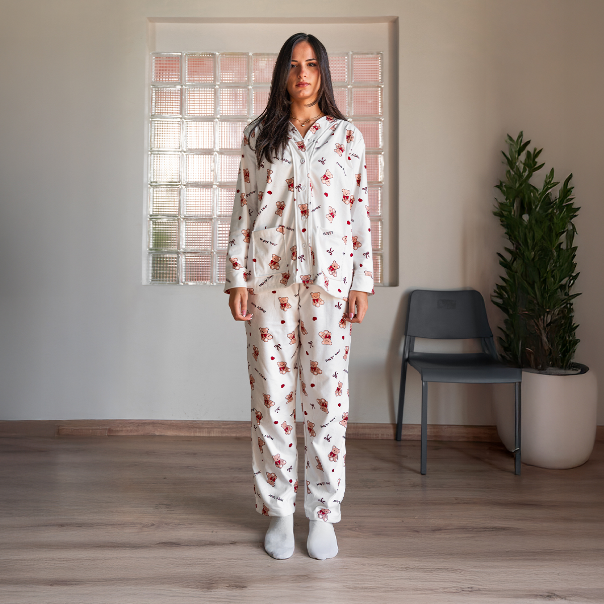 Teddy Pyjama White Set