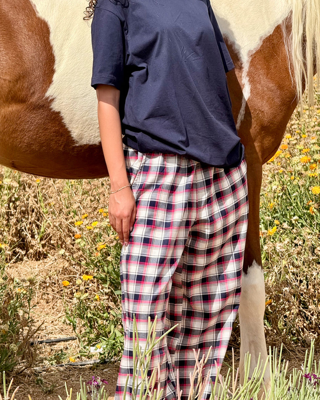 Plaid Pyjama Pants set - Rose