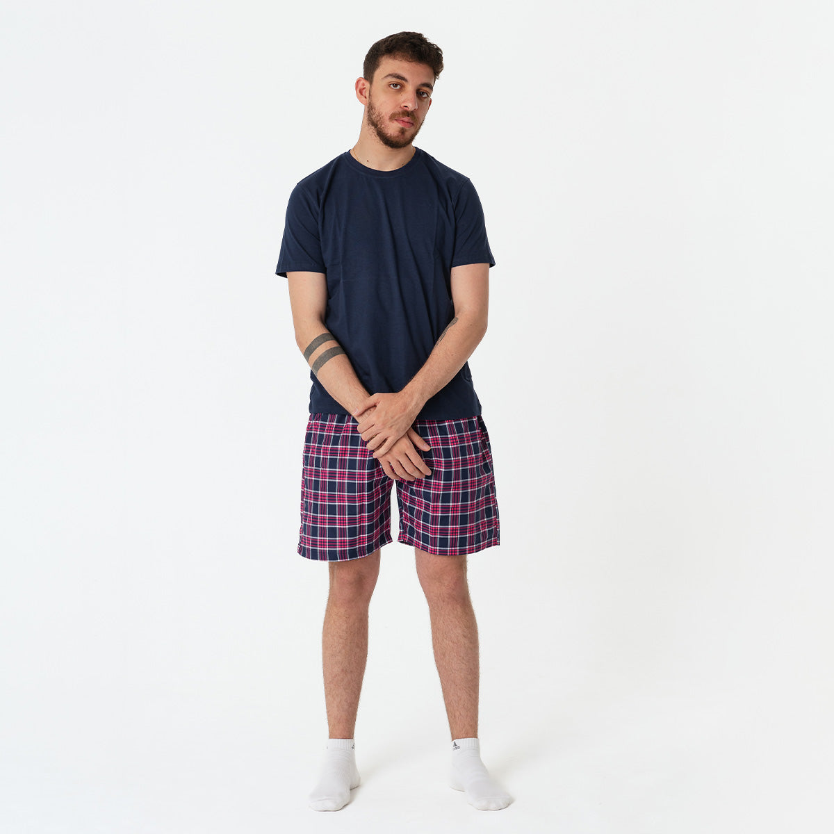 Navy Pink Pyjama Short set Main image