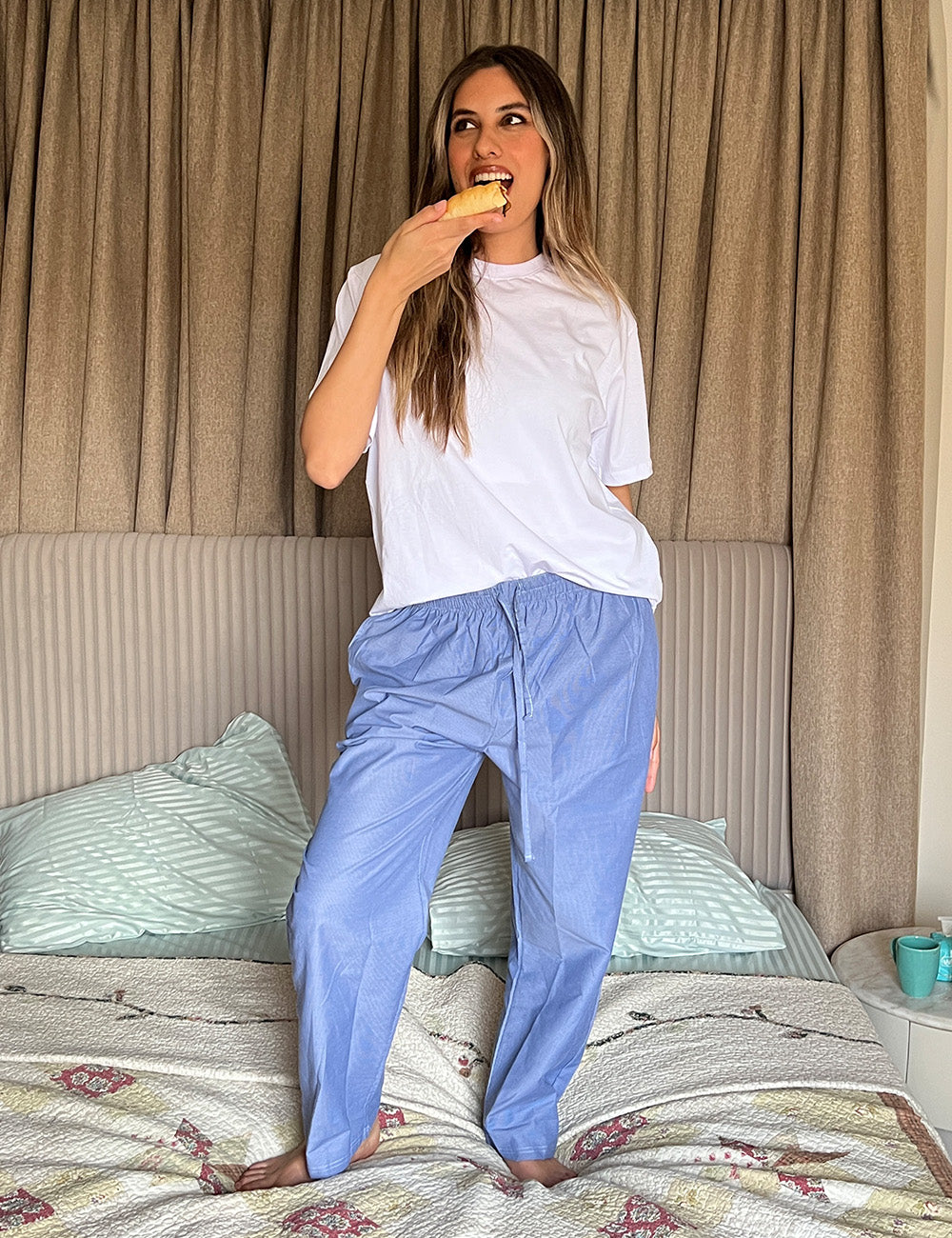 Checkered Pants Pyjama set- Navy