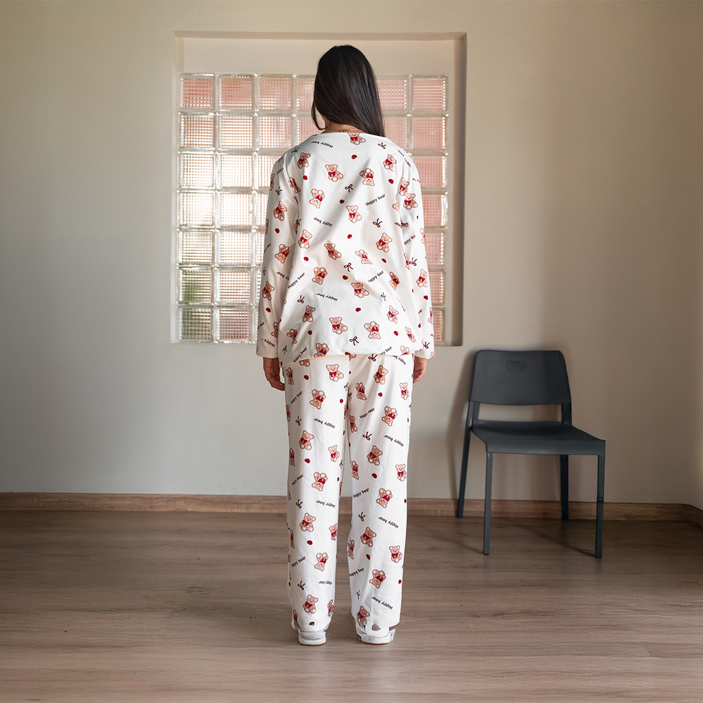 Teddy Pyjama White Set