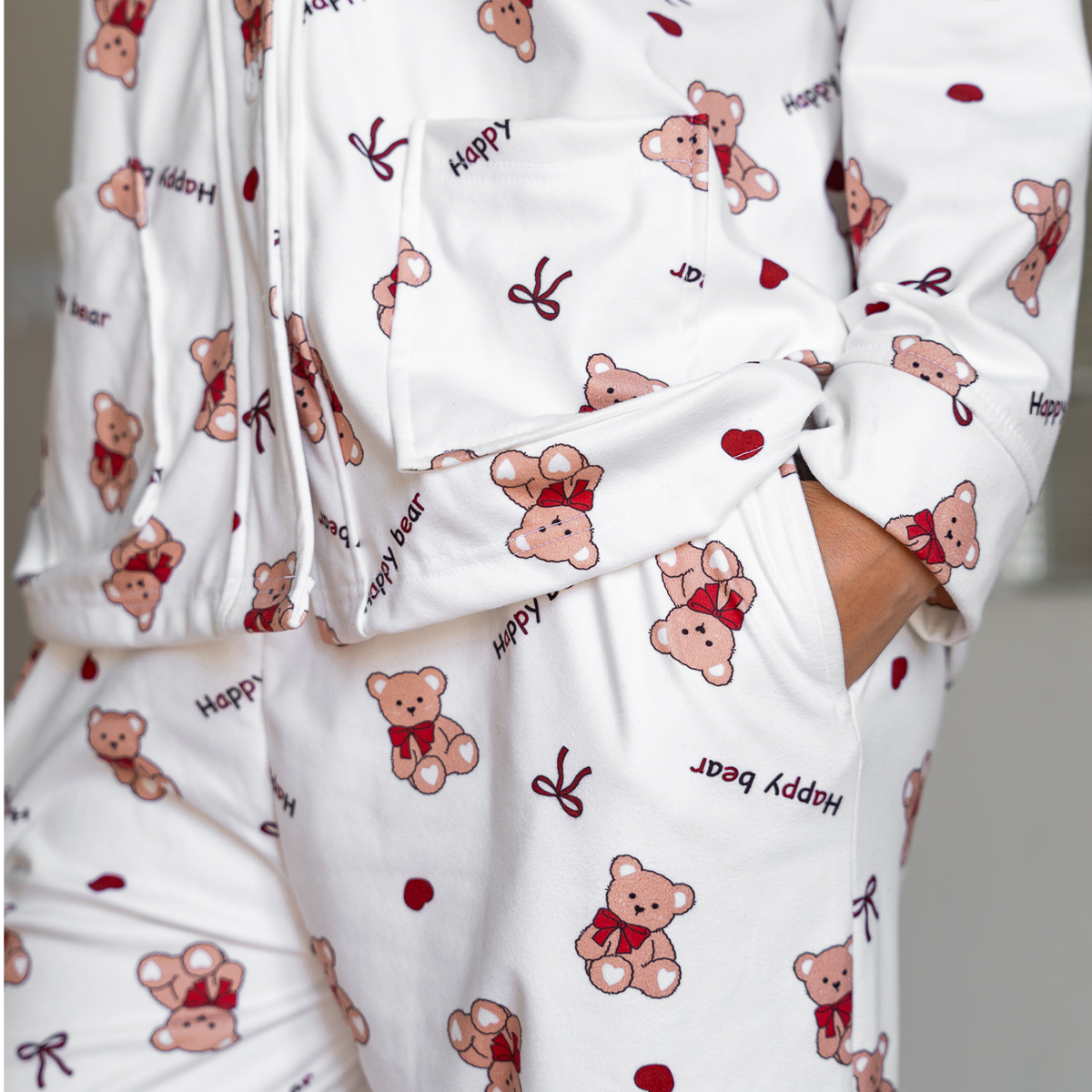 Teddy Pyjama White Set
