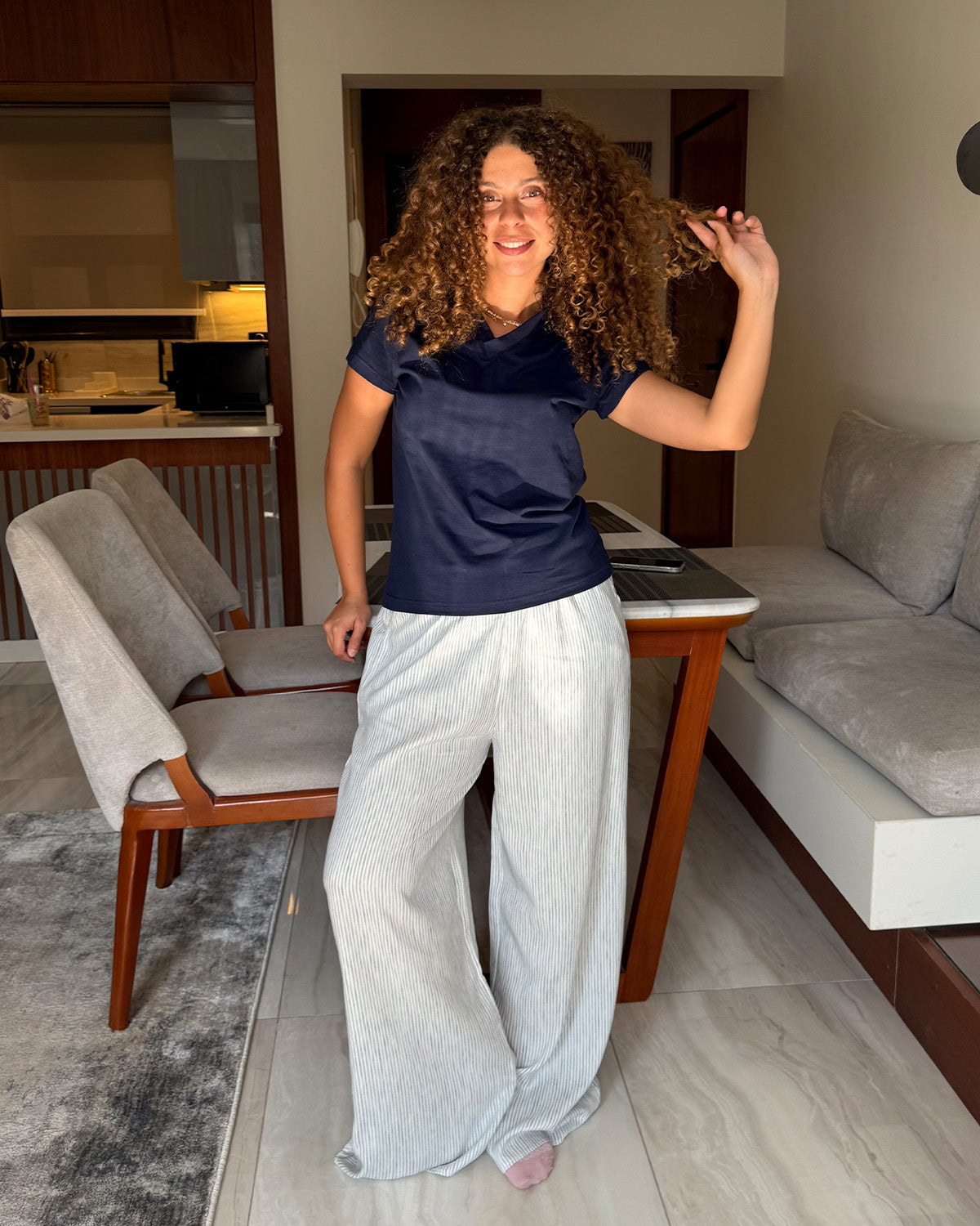 Serenity Lace PJ Navy -Half Sleeve