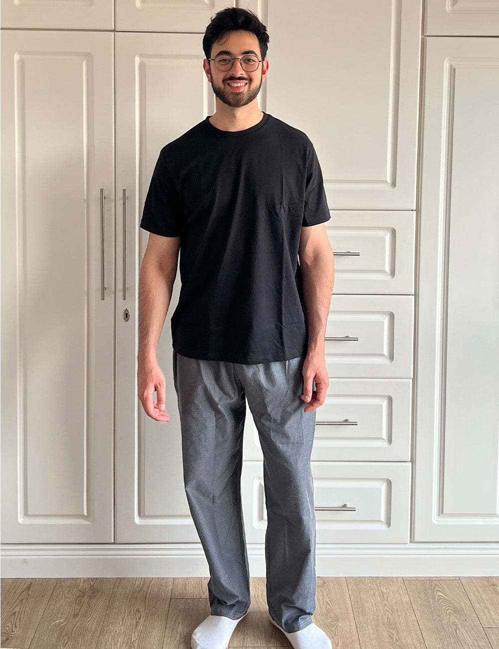 Checkered Pants Pyjama set- Gray