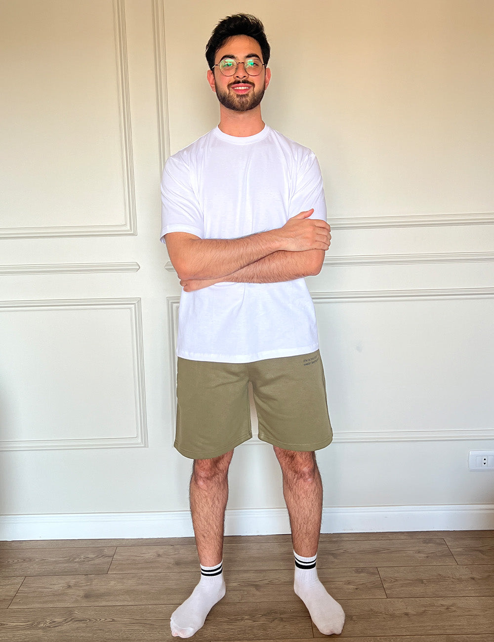 Printed Melton Short Set Olive Main image