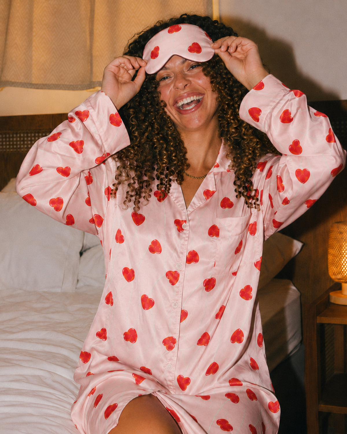 Heart pop Satin Shirt Dress