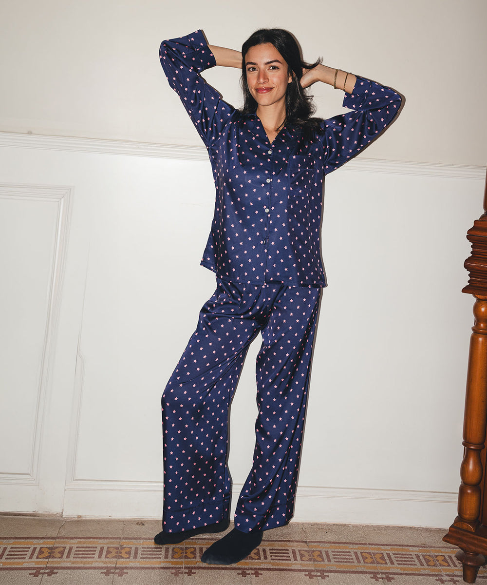 Pink Sky Satin PJ Pants
