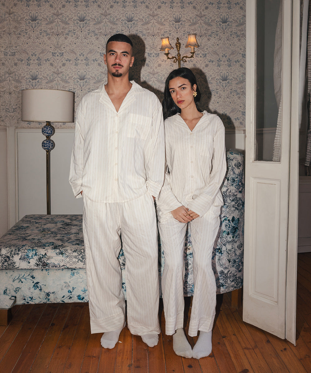 Men Couples PJ Beige