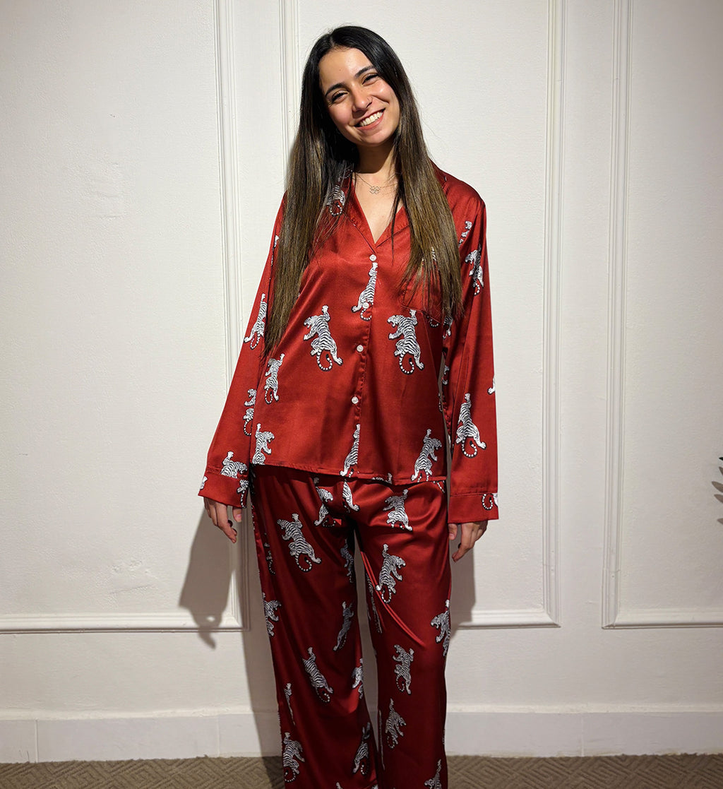 Tiger Satin Pyjama pants Set