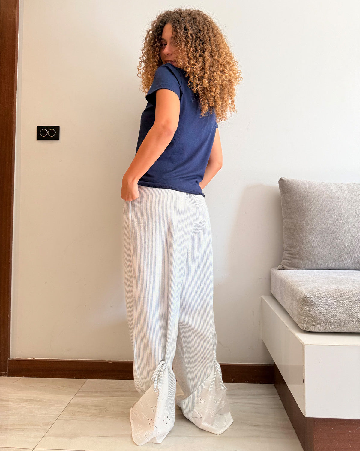 Serenity Lace PJ Navy -Half Sleeve
