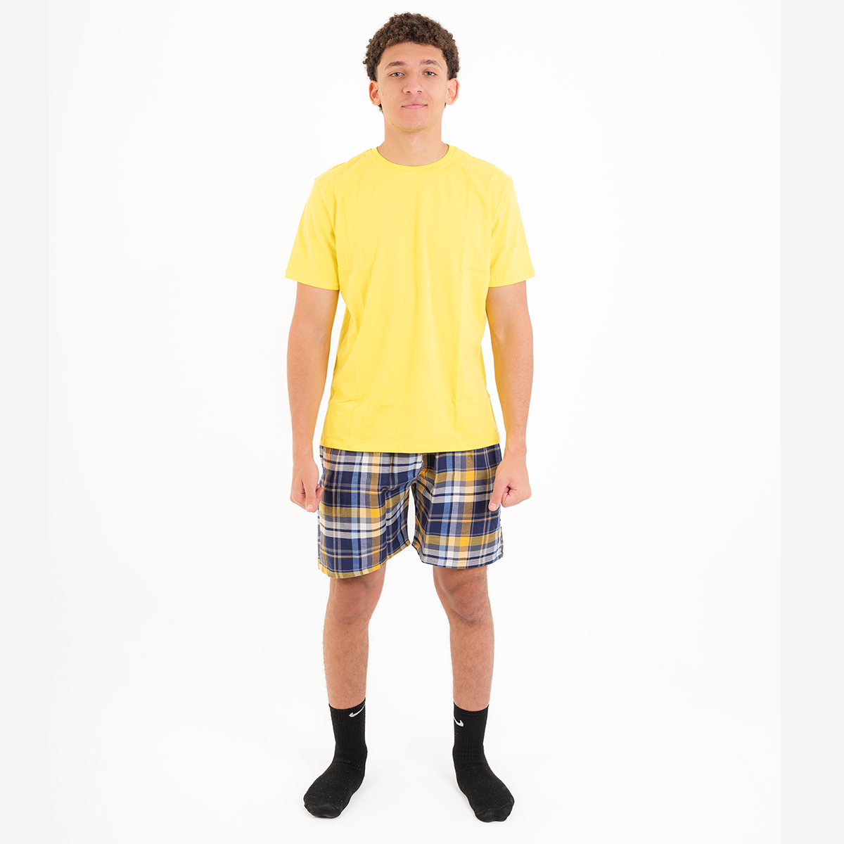 Mustard Plaid Pyjama Short set Main image