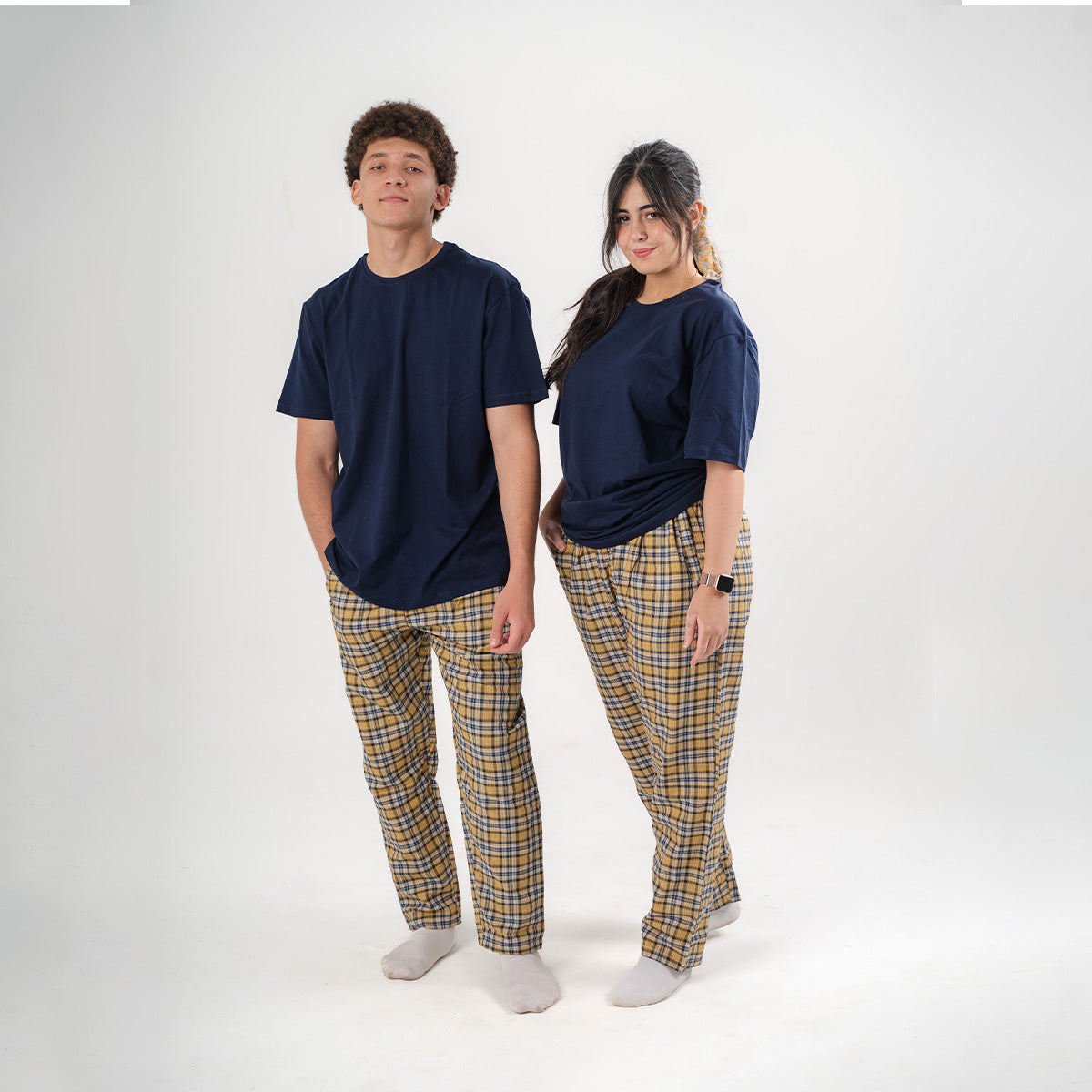 Yellow Plaid Pyjama Pants set Main image