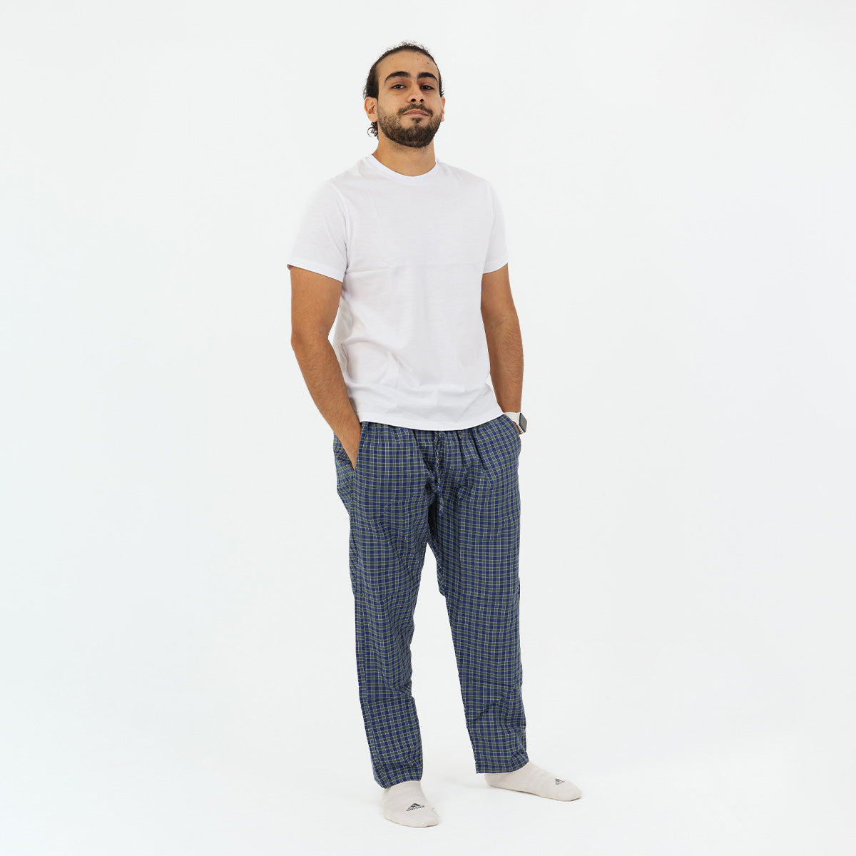 Navy Green Plaid Pyjama Pants set Main image