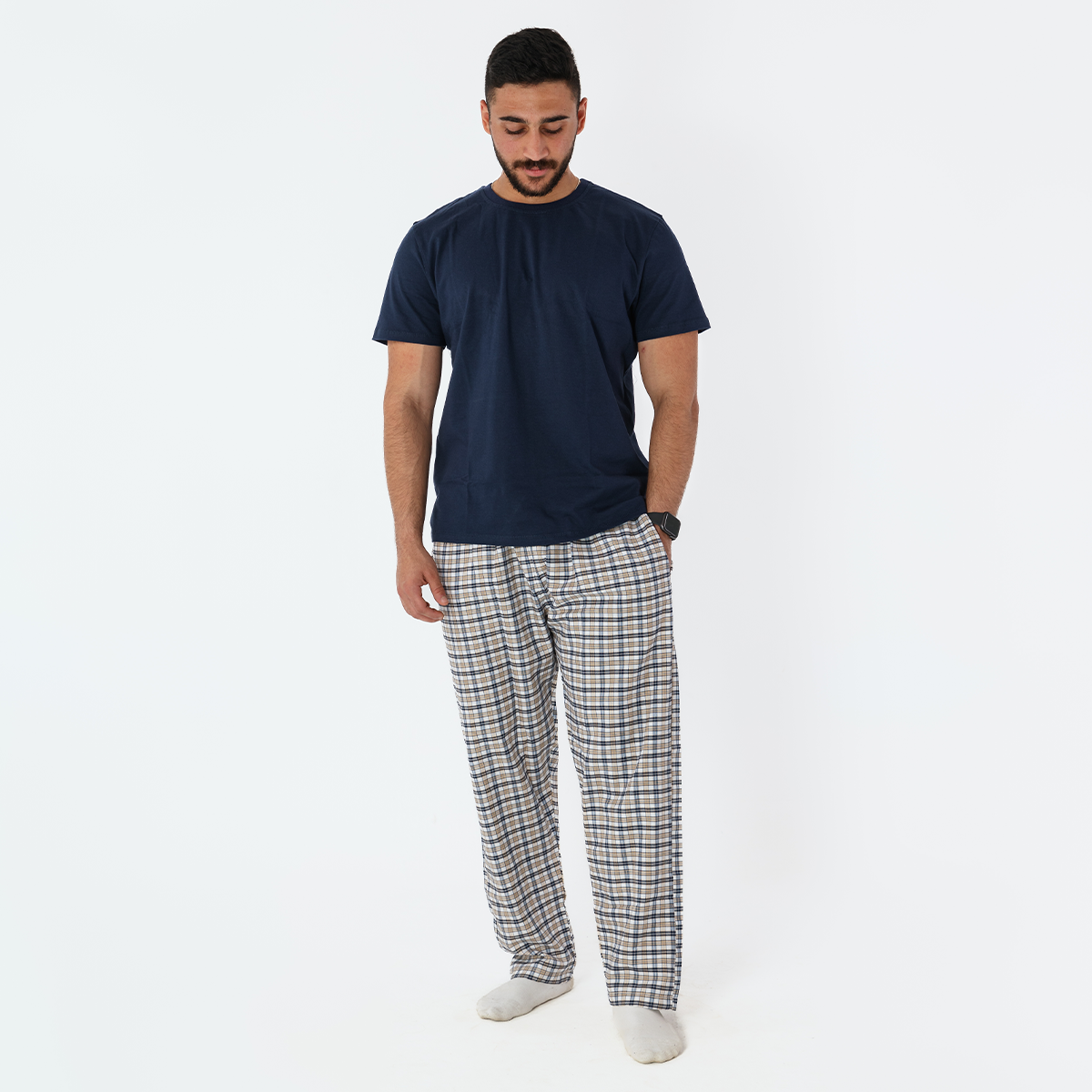 Beige Plaid Pyjama Pants set