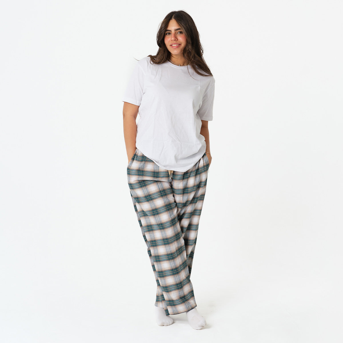 Beige Green Pyjama Pants set Main image