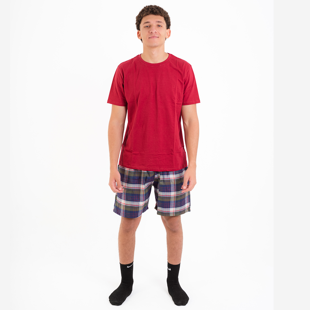 Olive Plaid Pyjama Short set