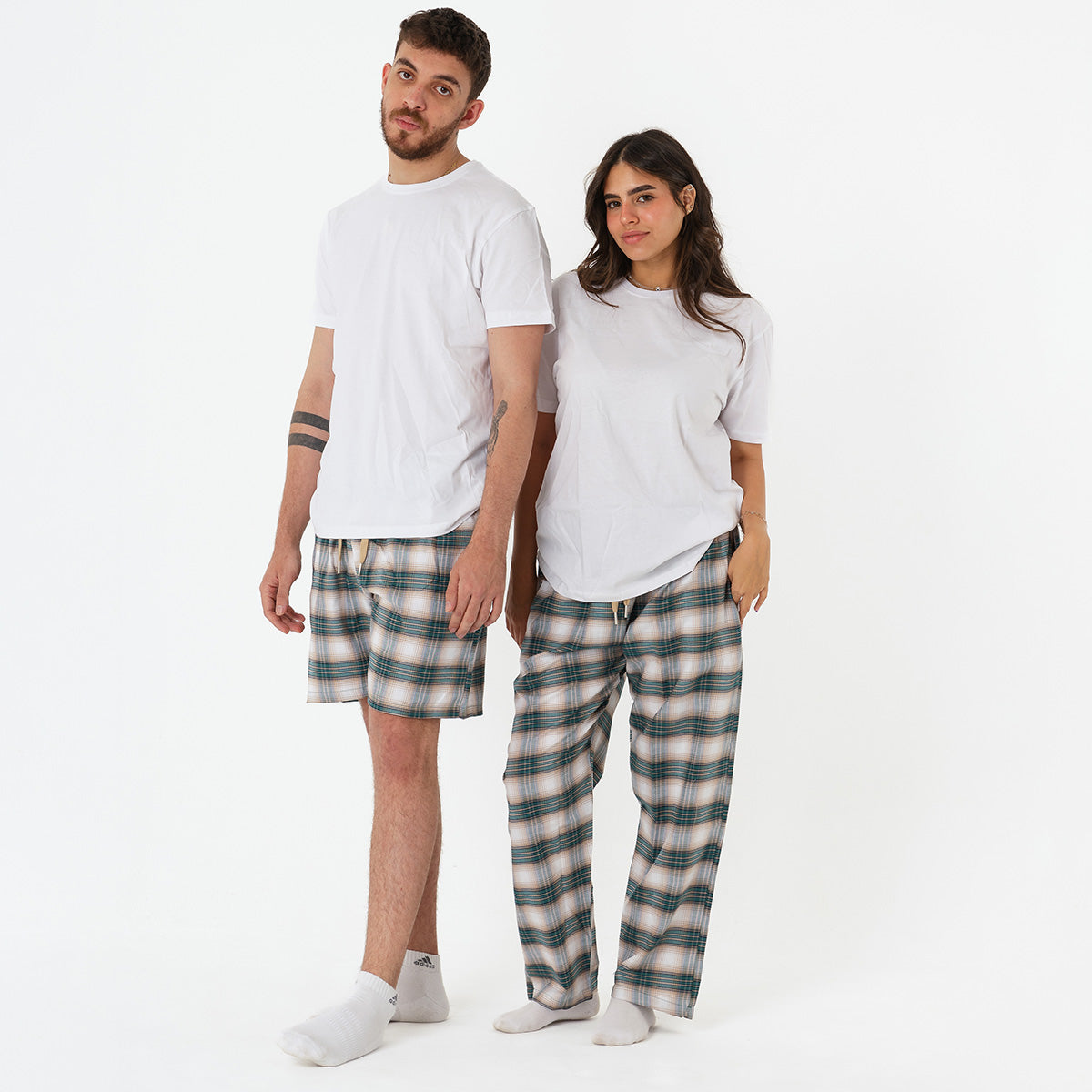 Beige Green Pyjama Short Set Main image