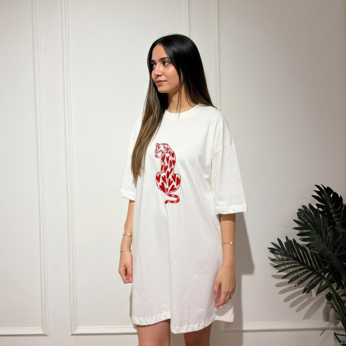 Lovely Leopard Eid Tee Dress White Secondary image