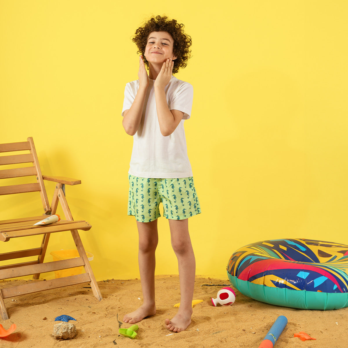Kids Neon Seahorse Swim Short Main image