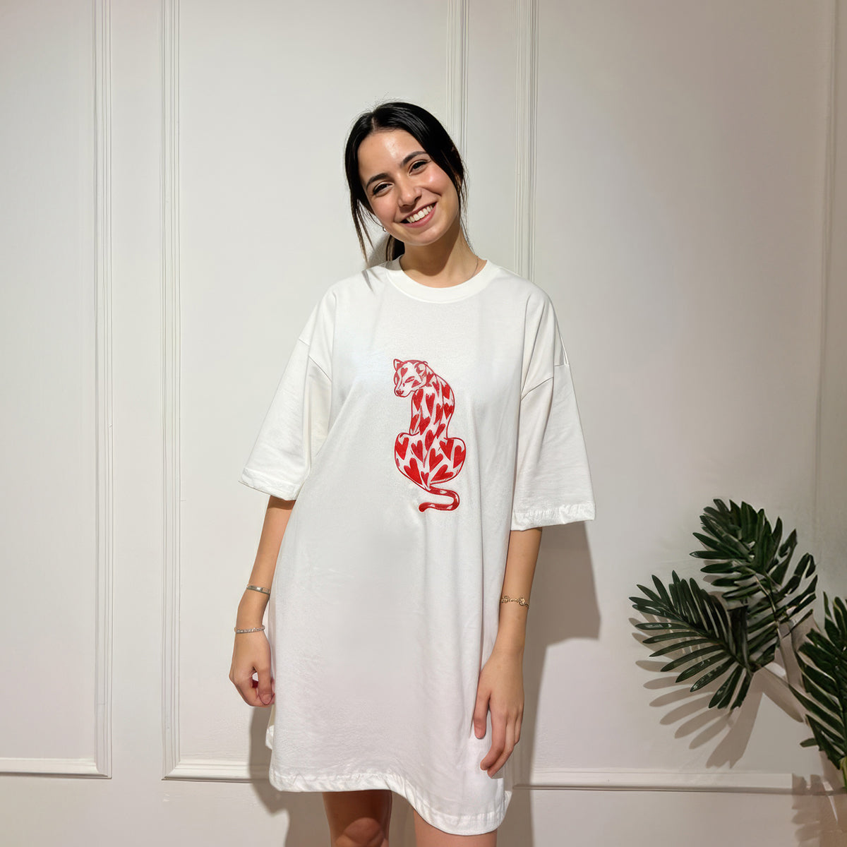 Lovely Leopard Eid Tee Dress White Main image