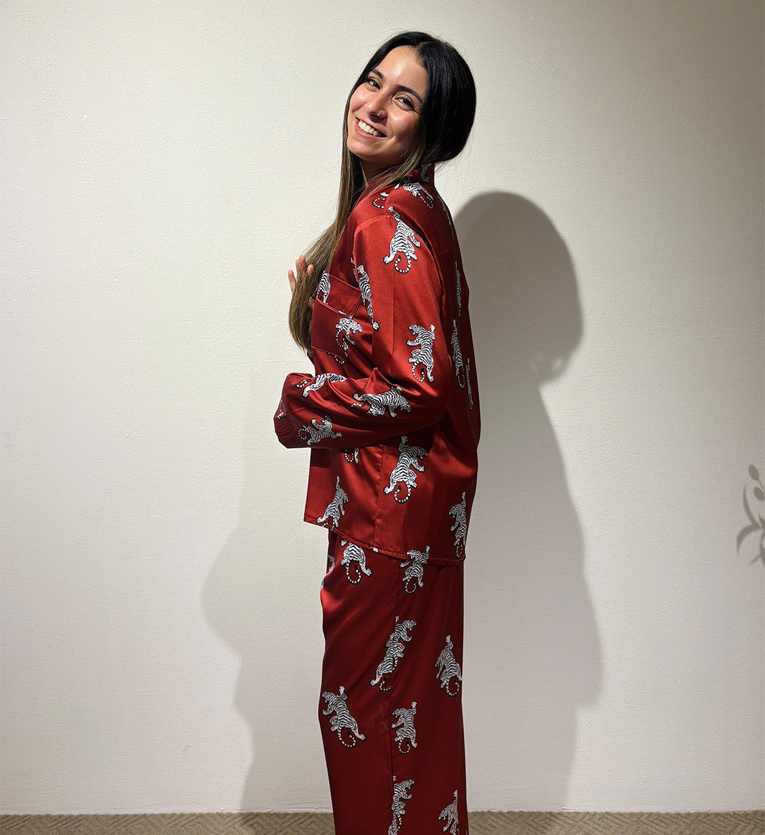 Tiger Satin Pyjama pants Set