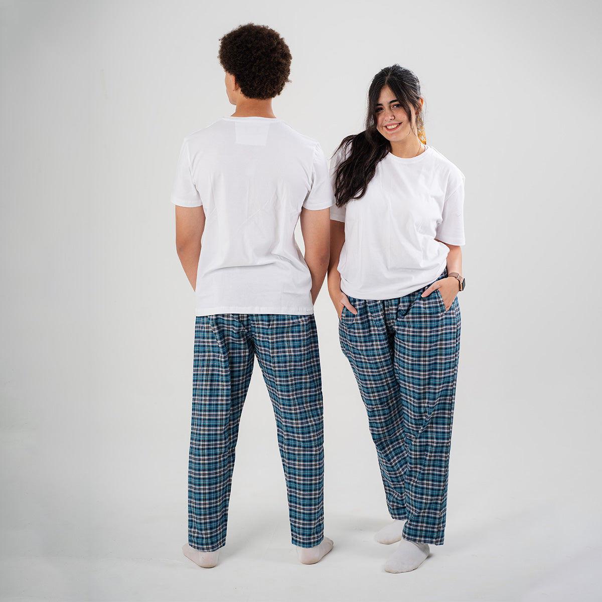 Turquoise Plaid Pyjama Pants set Main image