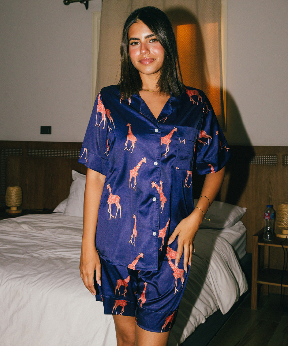 Giraffe Satin Pyjama Short Set