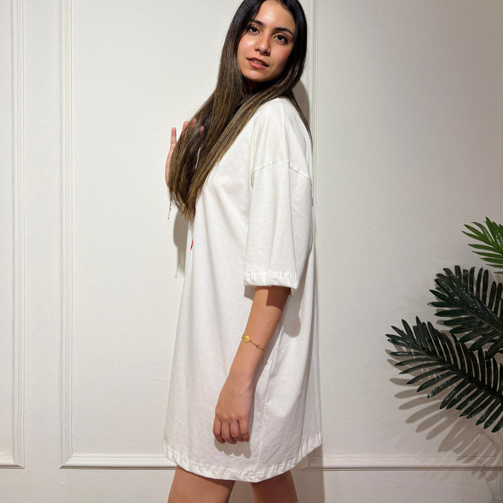 Lovely Leopard Eid Tee Dress White