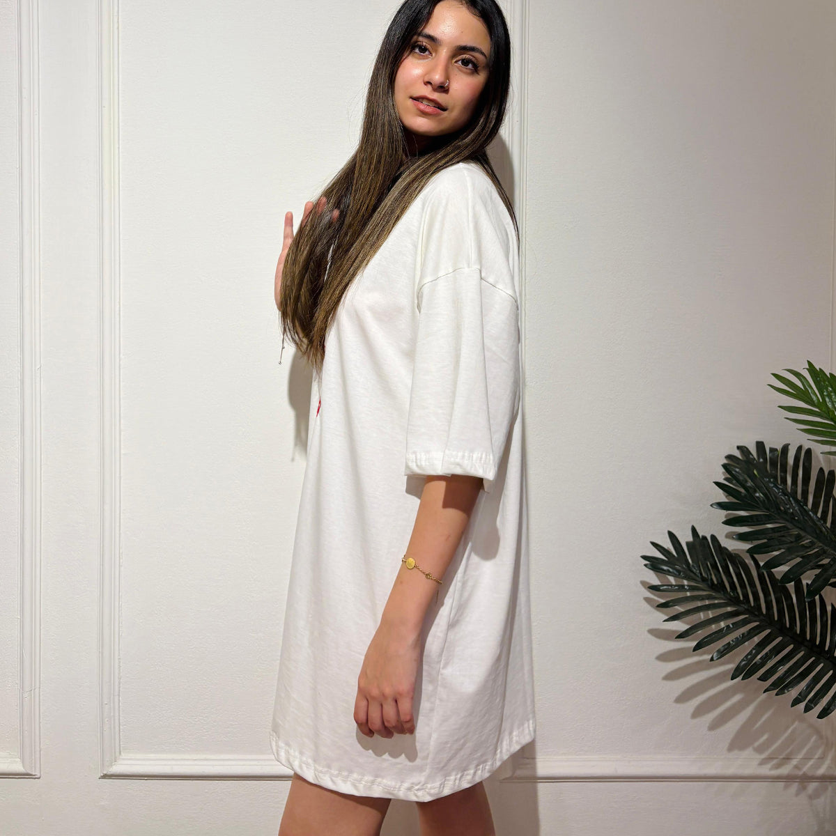 Lovely Leopard Eid Tee Dress White