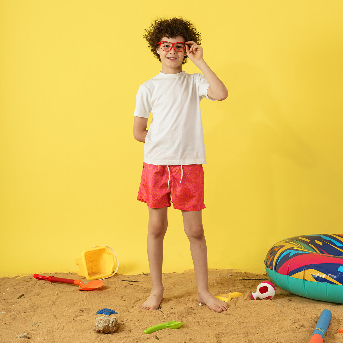 Kids Bright Pink Maze Swim Short Main image