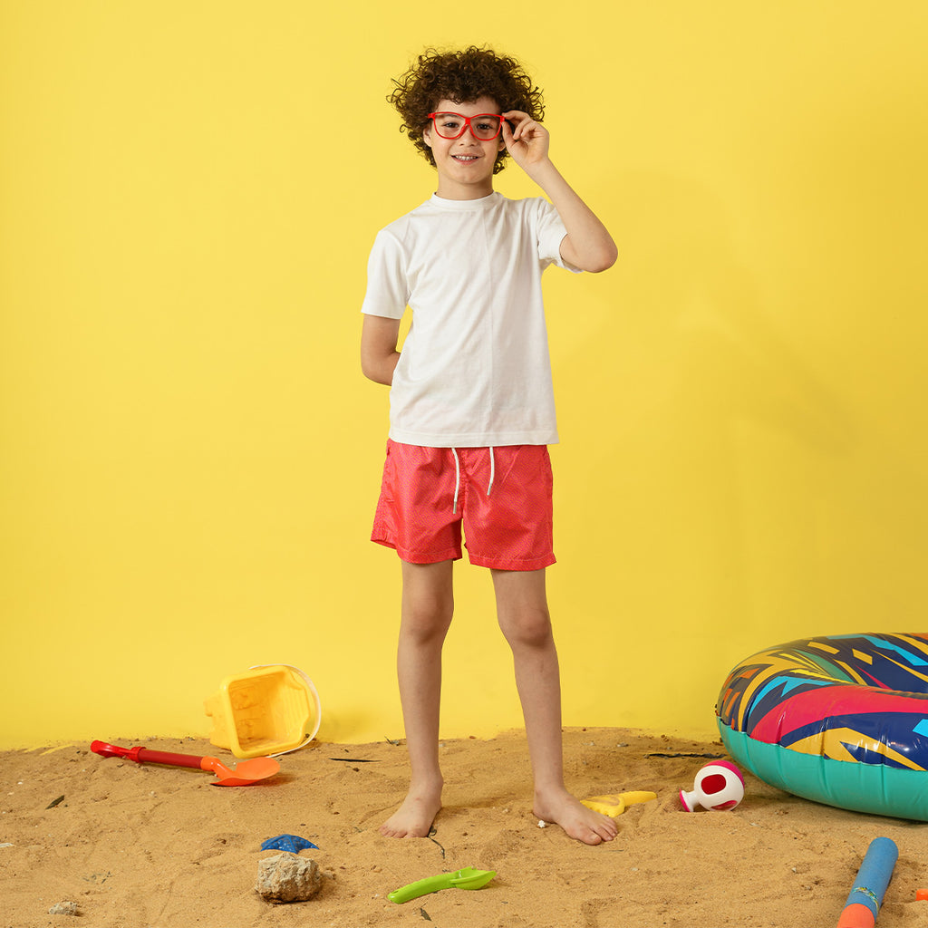 Kids Bright Pink Maze Swim Short