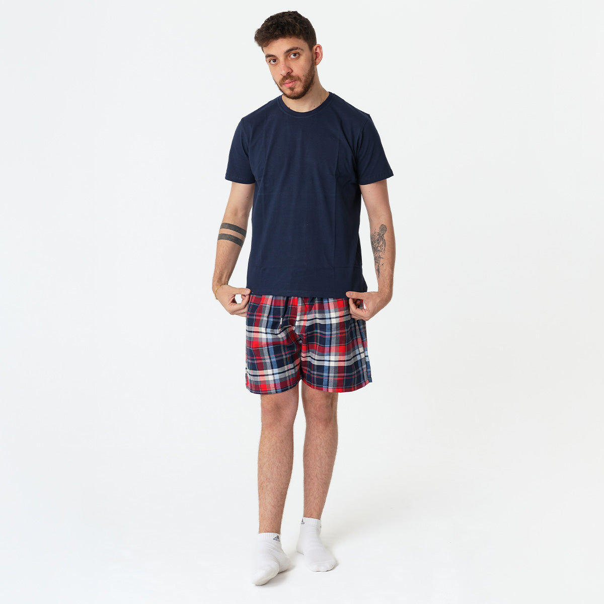 Navy Red Pyjama Short set Main image