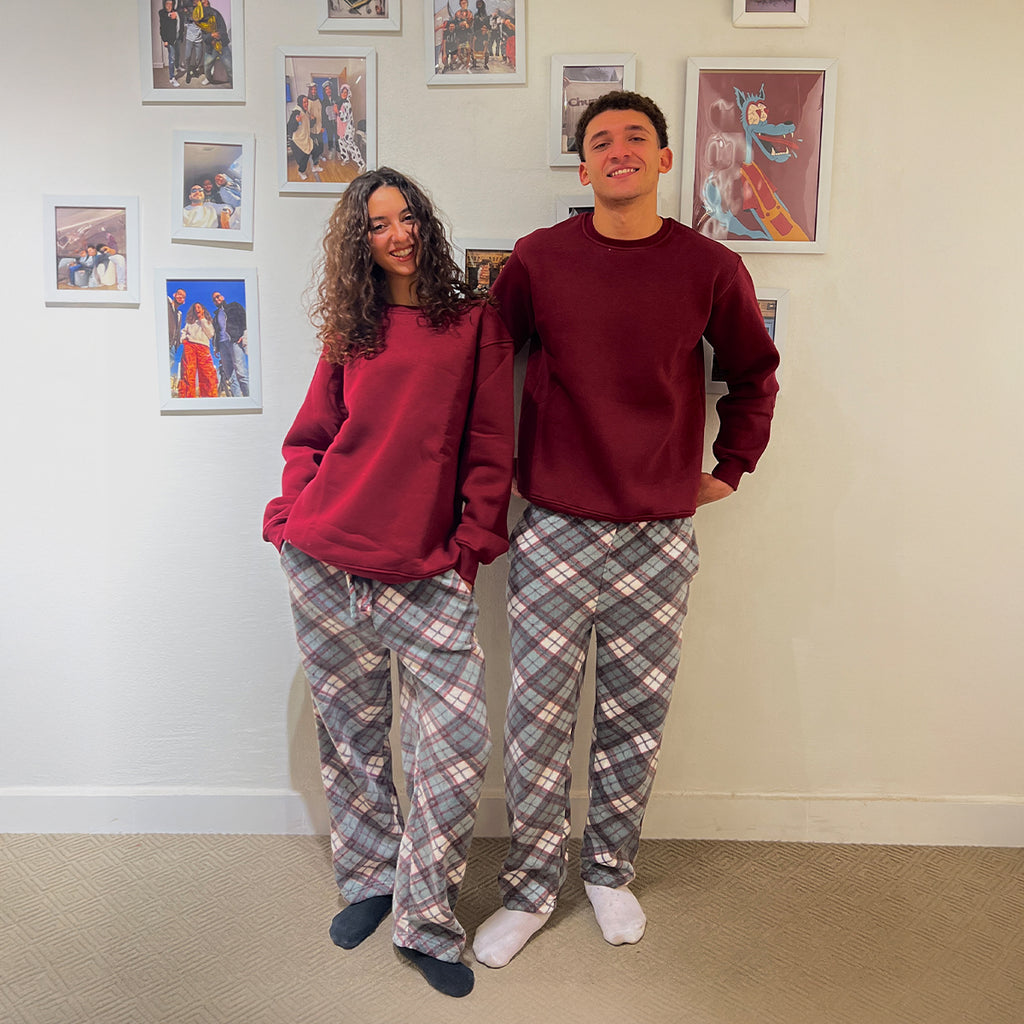 Grey/Burgundy Plaid Flannel Set