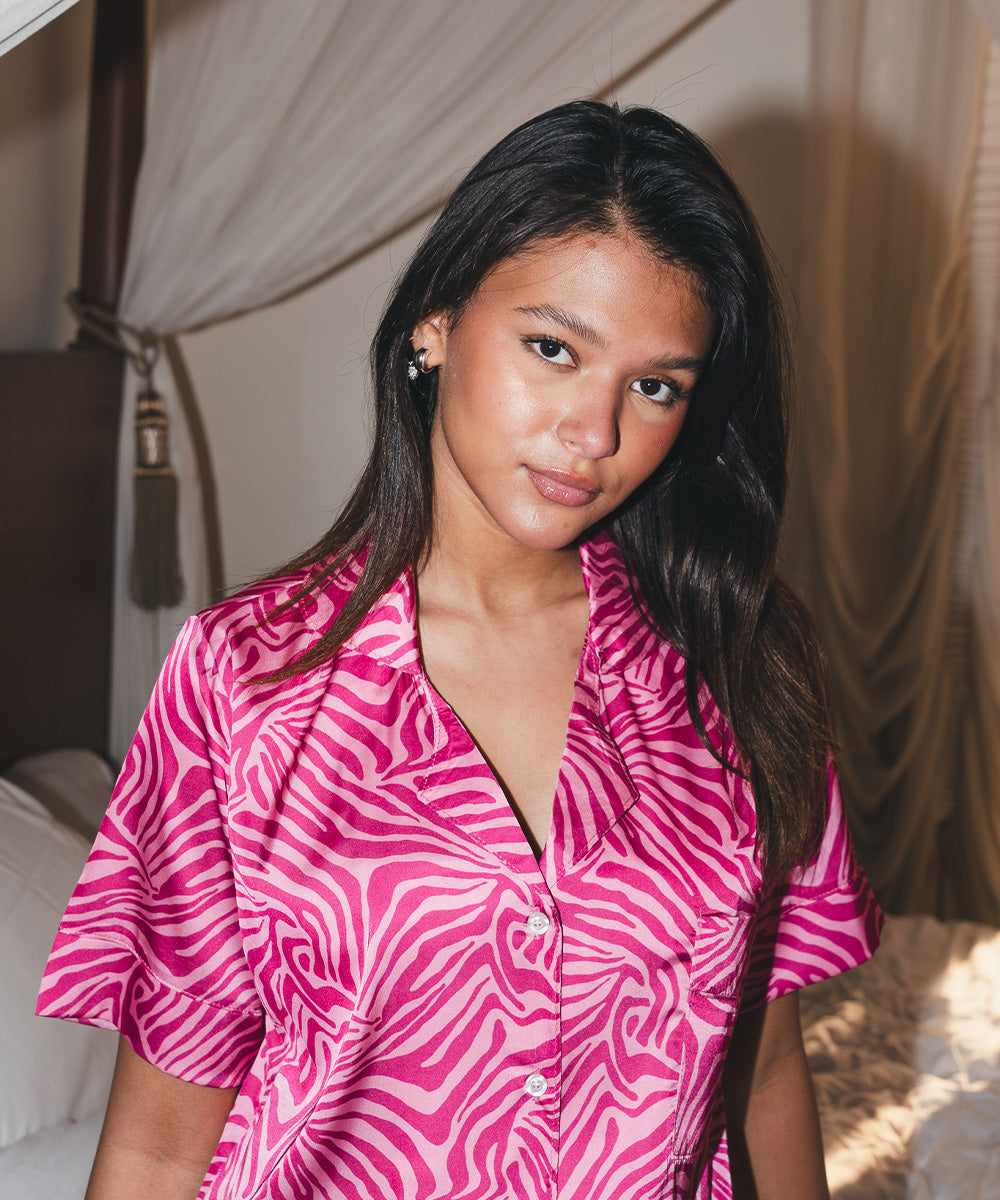 Pinky Zebra Satin PJ Short