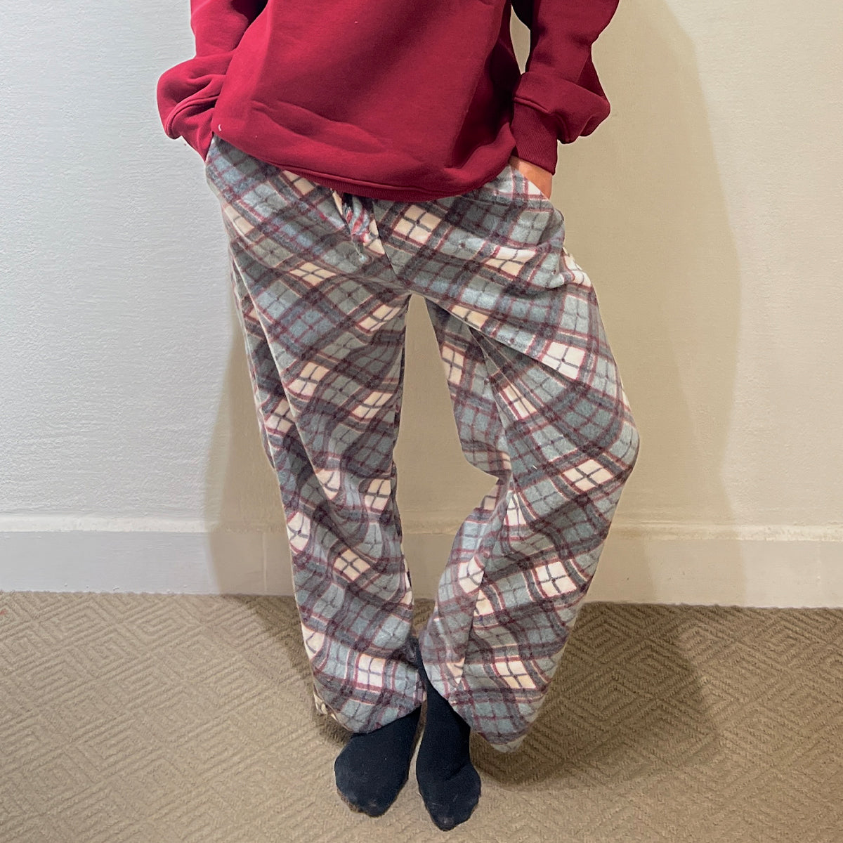 Grey/Burgundy Plaid Flannel Set